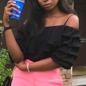 Tiny strap off shoulder blouse